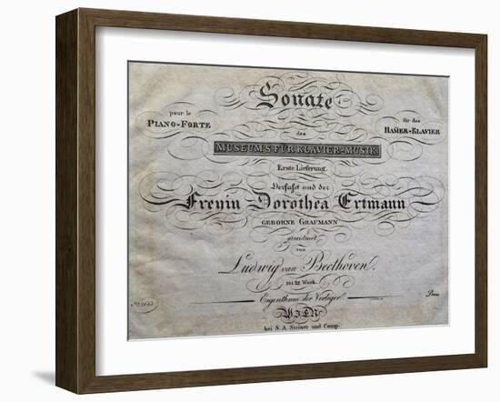 Title Page of Score for Piano Sonata-Ludwig Van Beethoven-Framed Giclee Print