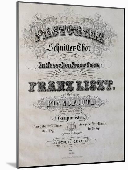 Title Page of Score for Prometheus-Franz Liszt-Mounted Giclee Print