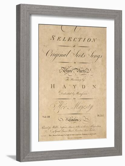 Title Page of Score for Scottish Folk Songs Set to Music by Franz Joseph Haydn-null-Framed Giclee Print