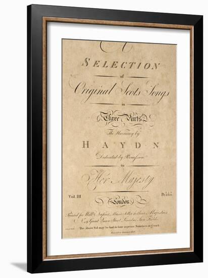 Title Page of Score for Scottish Folk Songs Set to Music by Franz Joseph Haydn-null-Framed Giclee Print