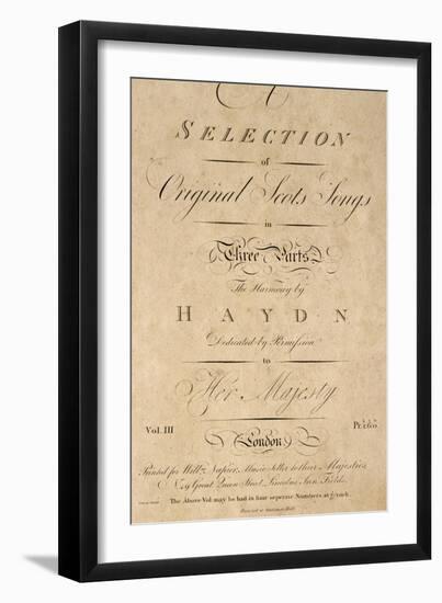 Title Page of Score for Scottish Folk Songs Set to Music by Franz Joseph Haydn-null-Framed Giclee Print