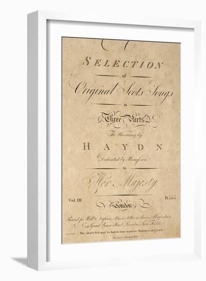 Title Page of Score for Scottish Folk Songs Set to Music by Franz Joseph Haydn-null-Framed Giclee Print