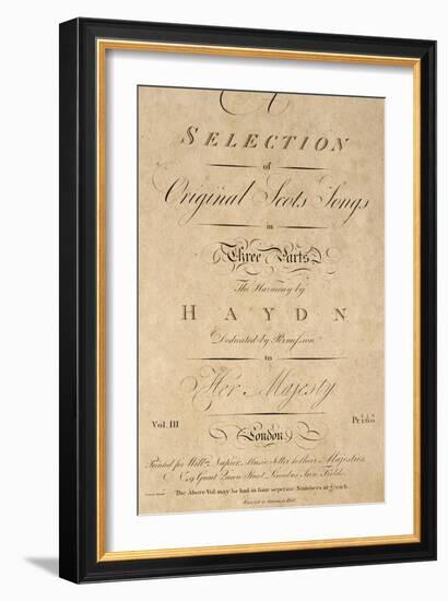 Title Page of Score for Scottish Folk Songs Set to Music by Franz Joseph Haydn-null-Framed Giclee Print