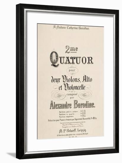 Title Page of Score for Second Quartet-Aleksandr Borodin-Framed Giclee Print