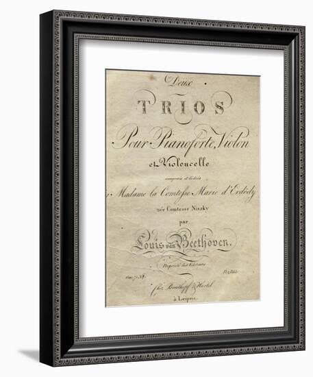 Title Page of Score for Set of Two Piano Trios, Written for Piano, Violin, and Cello, Opus 70-Ludwig Van Beethoven-Framed Giclee Print