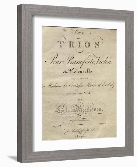 Title Page of Score for Set of Two Piano Trios, Written for Piano, Violin, and Cello, Opus 70-Ludwig Van Beethoven-Framed Giclee Print