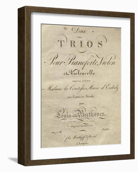 Title Page of Score for Set of Two Piano Trios, Written for Piano, Violin, and Cello, Opus 70-Ludwig Van Beethoven-Framed Giclee Print