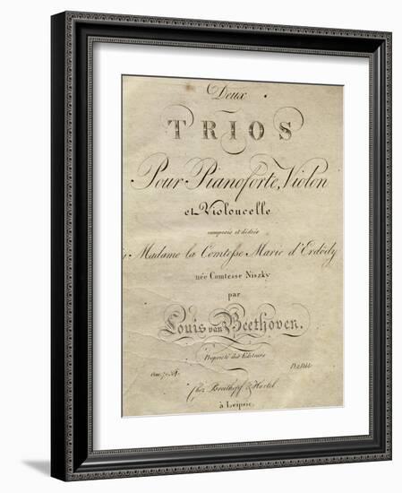 Title Page of Score for Set of Two Piano Trios, Written for Piano, Violin, and Cello, Opus 70-Ludwig Van Beethoven-Framed Giclee Print