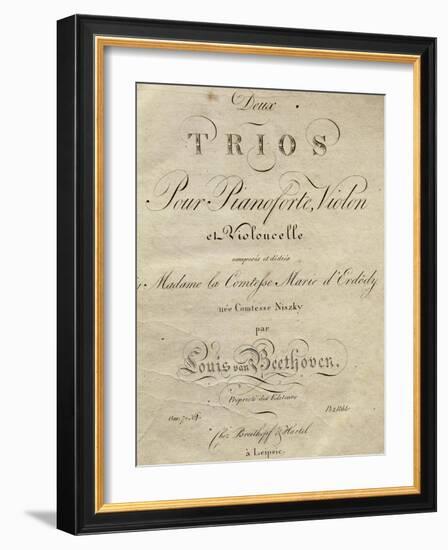 Title Page of Score for Set of Two Piano Trios, Written for Piano, Violin, and Cello, Opus 70-Ludwig Van Beethoven-Framed Giclee Print