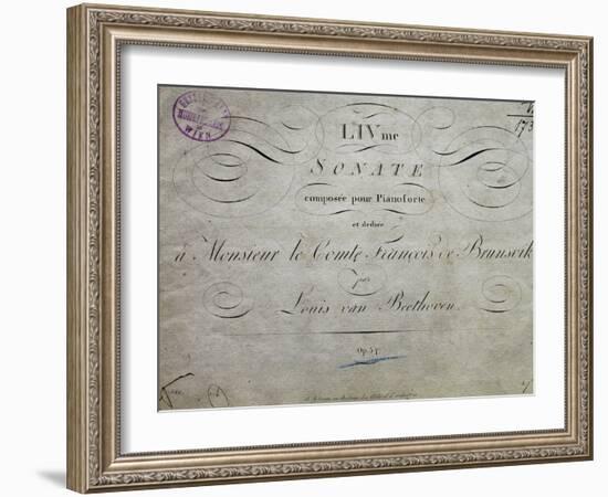 Title Page of Score for Sonata Appassionata-Ludwig Van Beethoven-Framed Giclee Print