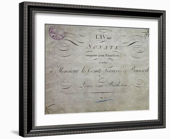 Title Page of Score for Sonata Appassionata-Ludwig Van Beethoven-Framed Giclee Print