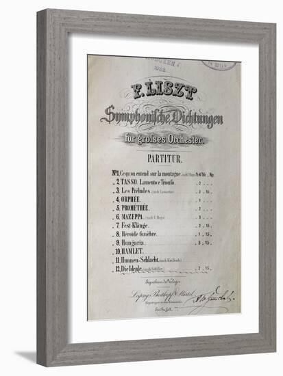 Title Page of Score for Symphony Ideal for Large Orchestra-Franz Liszt-Framed Giclee Print