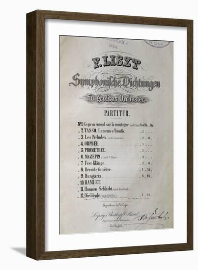 Title Page of Score for Symphony Ideal for Large Orchestra-Franz Liszt-Framed Giclee Print