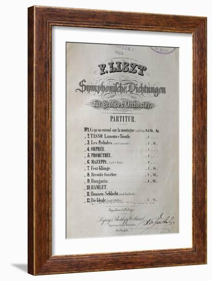 Title Page of Score for Symphony Ideal for Large Orchestra-Franz Liszt-Framed Giclee Print