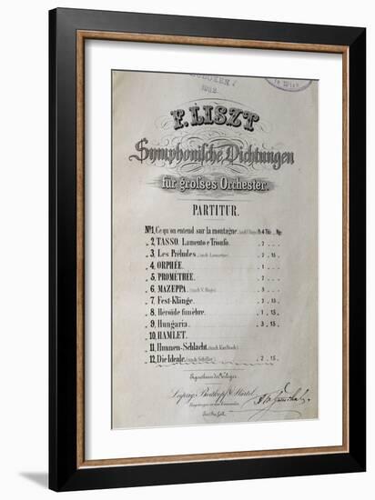 Title Page of Score for Symphony Ideal for Large Orchestra-Franz Liszt-Framed Giclee Print