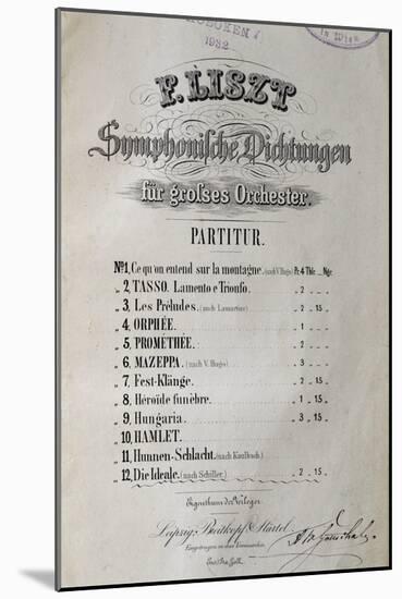 Title Page of Score for Symphony Ideal for Large Orchestra-Franz Liszt-Mounted Giclee Print