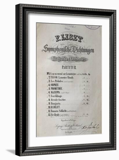 Title Page of Score for Symphony Ideal for Large Orchestra-Franz Liszt-Framed Giclee Print