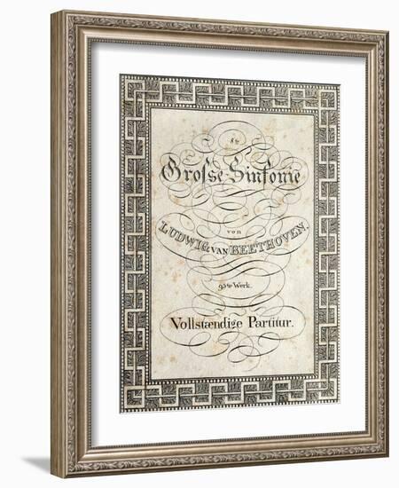 Title Page of Score for Symphony No 8 in F Major, Opus 93, 1812-1813-Ludwig Van Beethoven-Framed Giclee Print