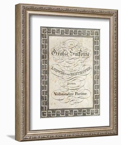 Title Page of Score for Symphony No 8 in F Major, Opus 93, 1812-1813-Ludwig Van Beethoven-Framed Giclee Print