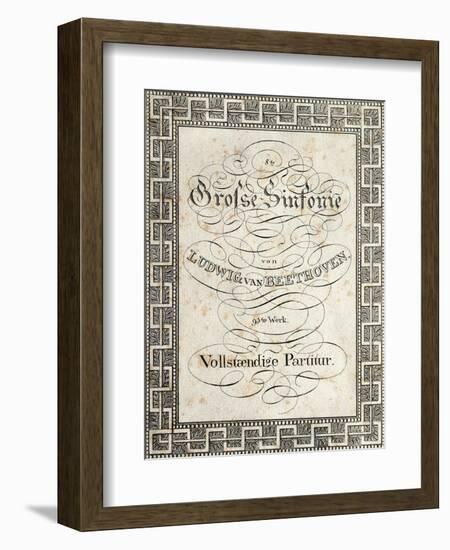 Title Page of Score for Symphony No 8 in F Major, Opus 93, 1812-1813-Ludwig Van Beethoven-Framed Giclee Print