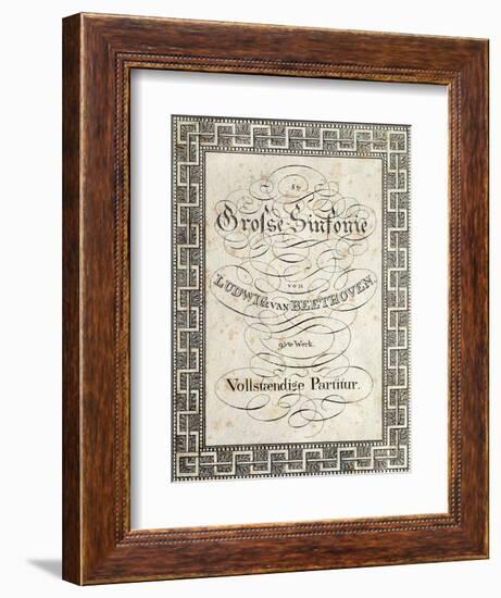 Title Page of Score for Symphony No 8 in F Major, Opus 93, 1812-1813-Ludwig Van Beethoven-Framed Giclee Print