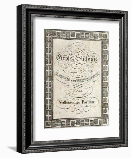 Title Page of Score for Symphony No 8 in F Major, Opus 93, 1812-1813-Ludwig Van Beethoven-Framed Giclee Print