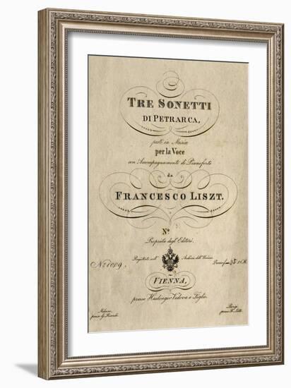 Title Page of Score for Three Sonnets of Petrarch-Franz Liszt-Framed Giclee Print