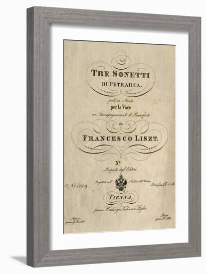 Title Page of Score for Three Sonnets of Petrarch-Franz Liszt-Framed Giclee Print