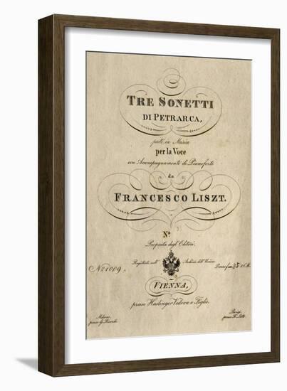 Title Page of Score for Three Sonnets of Petrarch-Franz Liszt-Framed Giclee Print