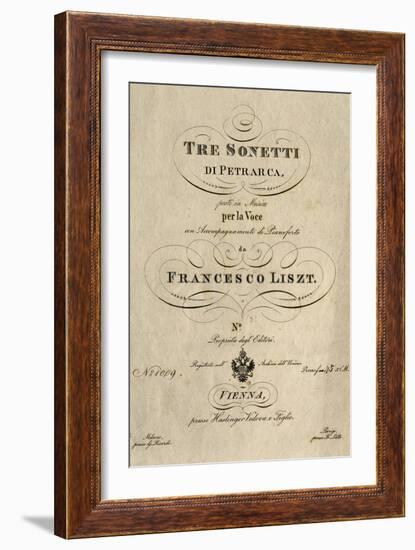 Title Page of Score for Three Sonnets of Petrarch-Franz Liszt-Framed Giclee Print