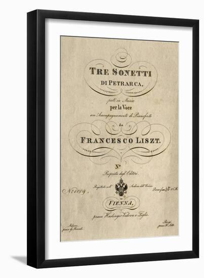 Title Page of Score for Three Sonnets of Petrarch-Franz Liszt-Framed Giclee Print