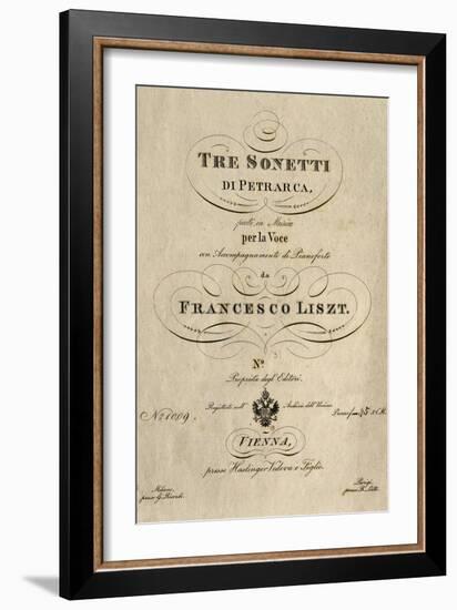 Title Page of Score for Three Sonnets of Petrarch-Franz Liszt-Framed Giclee Print