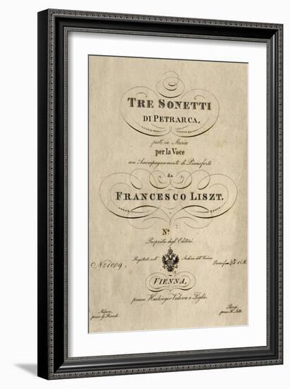 Title Page of Score for Three Sonnets of Petrarch-Franz Liszt-Framed Giclee Print