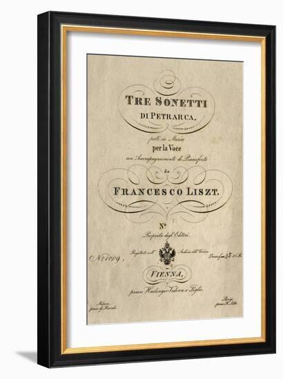 Title Page of Score for Three Sonnets of Petrarch-Franz Liszt-Framed Giclee Print