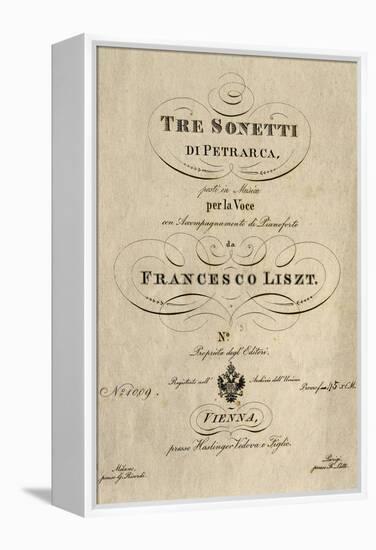 Title Page of Score for Three Sonnets of Petrarch-Franz Liszt-Framed Premier Image Canvas