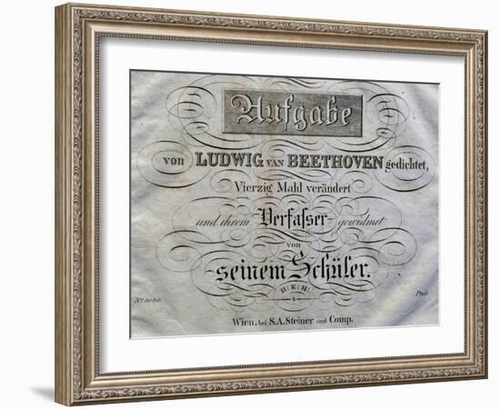 Title Page of Score for Variations on Theme Written for Archduke Rudolph-Ludwig Van Beethoven-Framed Giclee Print