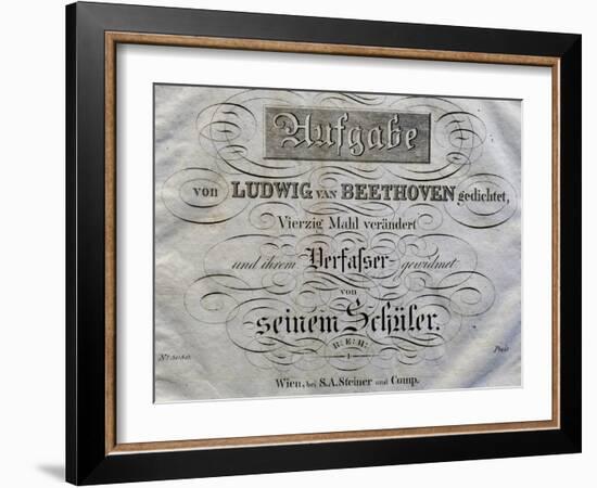 Title Page of Score for Variations on Theme Written for Archduke Rudolph-Ludwig Van Beethoven-Framed Giclee Print