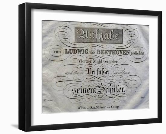 Title Page of Score for Variations on Theme Written for Archduke Rudolph-Ludwig Van Beethoven-Framed Giclee Print