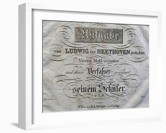 Title Page of Score for Variations on Theme Written for Archduke Rudolph-Ludwig Van Beethoven-Framed Giclee Print