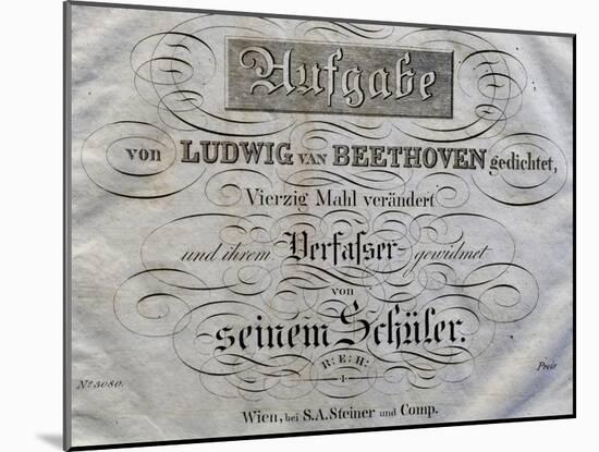 Title Page of Score for Variations on Theme Written for Archduke Rudolph-Ludwig Van Beethoven-Mounted Giclee Print