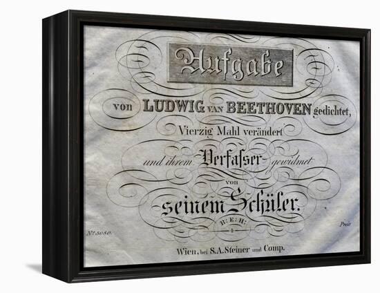 Title Page of Score for Variations on Theme Written for Archduke Rudolph-Ludwig Van Beethoven-Framed Premier Image Canvas