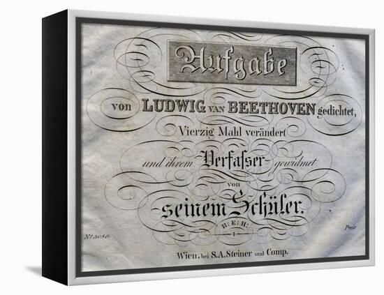 Title Page of Score for Variations on Theme Written for Archduke Rudolph-Ludwig Van Beethoven-Framed Premier Image Canvas