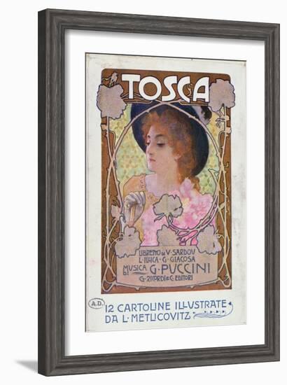 Title Page of Score Sheet for the Opera Tosca by Puccini, c.1910-Italian School-Framed Giclee Print