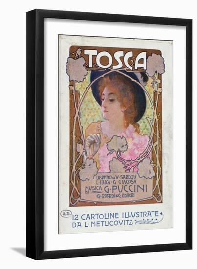 Title Page of Score Sheet for the Opera Tosca by Puccini, c.1910-Italian School-Framed Giclee Print