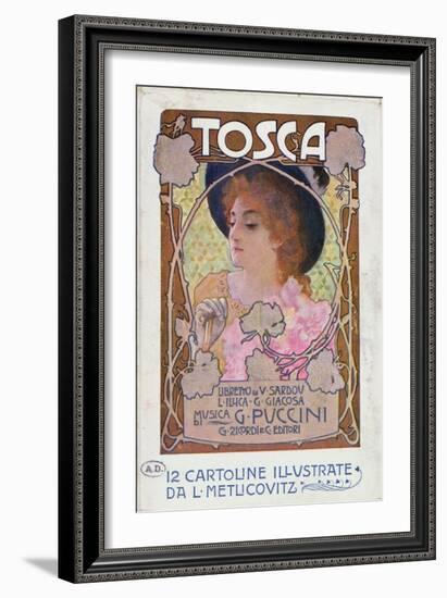 Title Page of Score Sheet for the Opera Tosca by Puccini, c.1910-Italian School-Framed Giclee Print