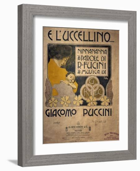 Title Page of Sheet Music of E L'Uccellino, Lullaby-Giacomo Puccini-Framed Giclee Print