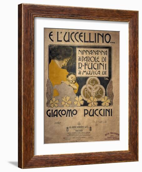 Title Page of Sheet Music of E L'Uccellino, Lullaby-Giacomo Puccini-Framed Giclee Print