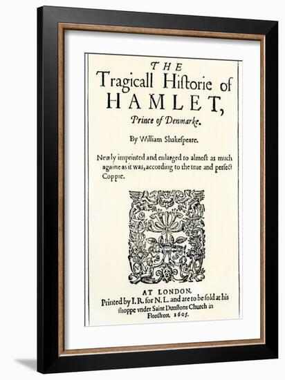 Title Page of the 1605 Hamlet by William Shakespeare-null-Framed Giclee Print