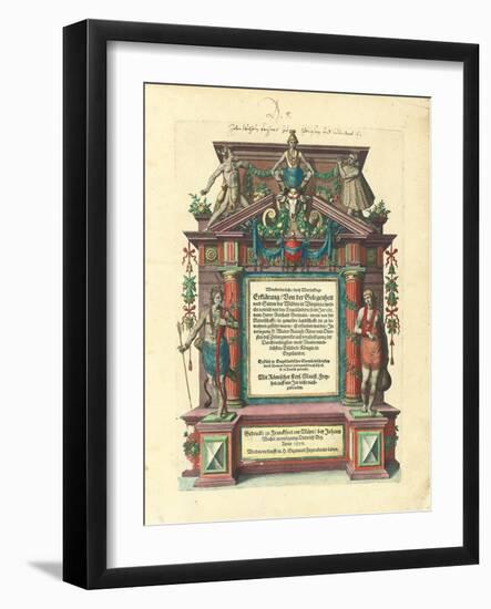 Title Page of the First Edition in German of the First Part of 'Great Voyages: America', 1590-Theodore de Bry-Framed Giclee Print