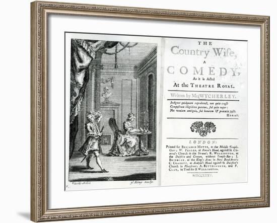 Title Page of the Script for the Country Wife at the Theatre Royal, 1735-null-Framed Giclee Print